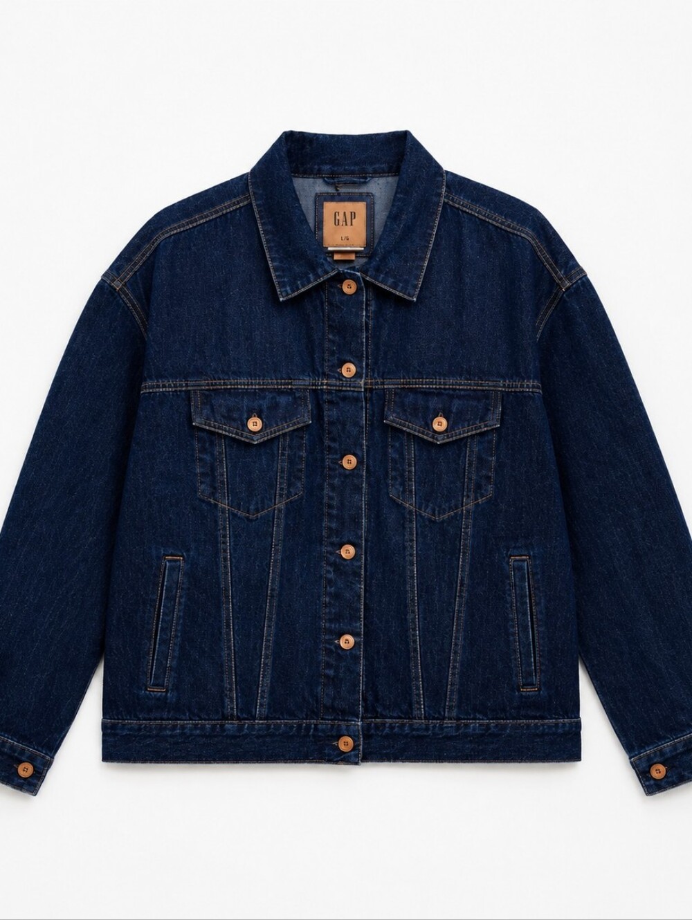 GAP Dark Blue Denim Button-Front Jacket Size LG